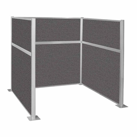 Versare Pre-Configured Hush Panel Cubicle (U Shape) 6' x 6' Charcoal Gray Fabric 1861307